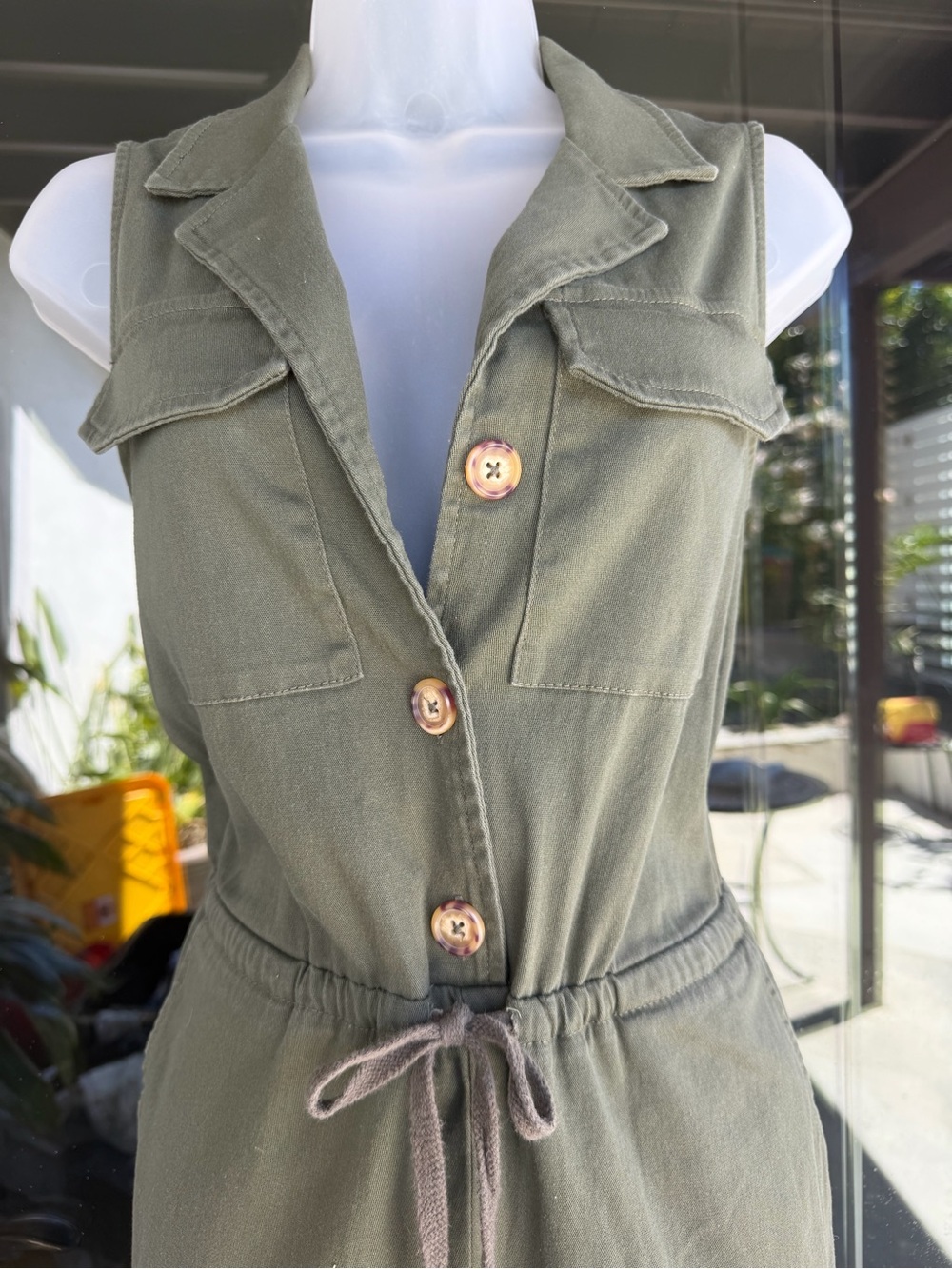 Wild Fable Olive Green Utility Sleeveless Jumpsuit - Picture 3 of 5